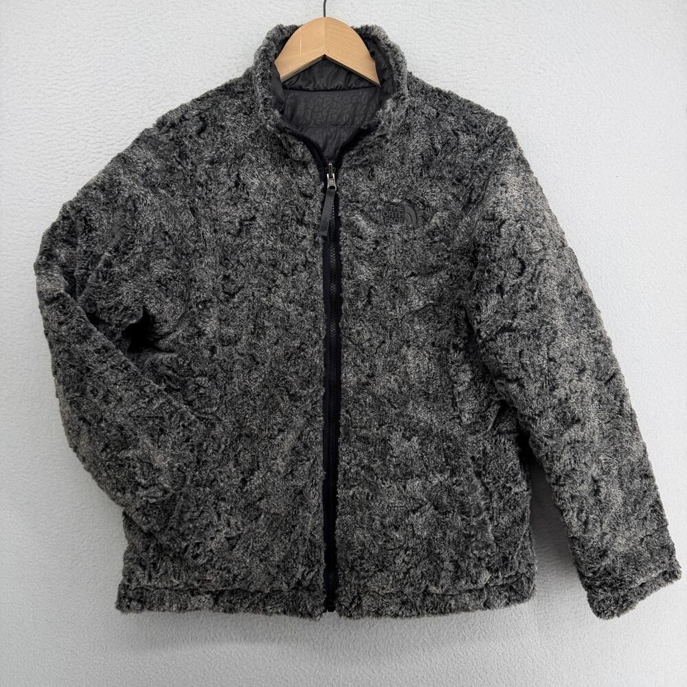THE NORTH FACE Jacket Girls XL 18 Mossbud Swirl Reversible Leopard Embossed Gray